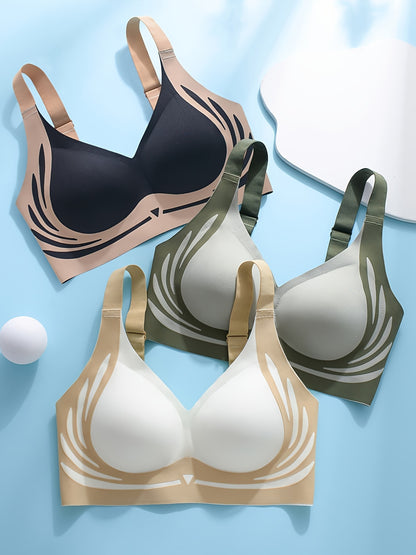 Soutien-gorge 3 pièces pour femmes, sans armatures ni marques sur le support supérieur, grande poitrine, fermeture à boucle dans le dos et soutien-g