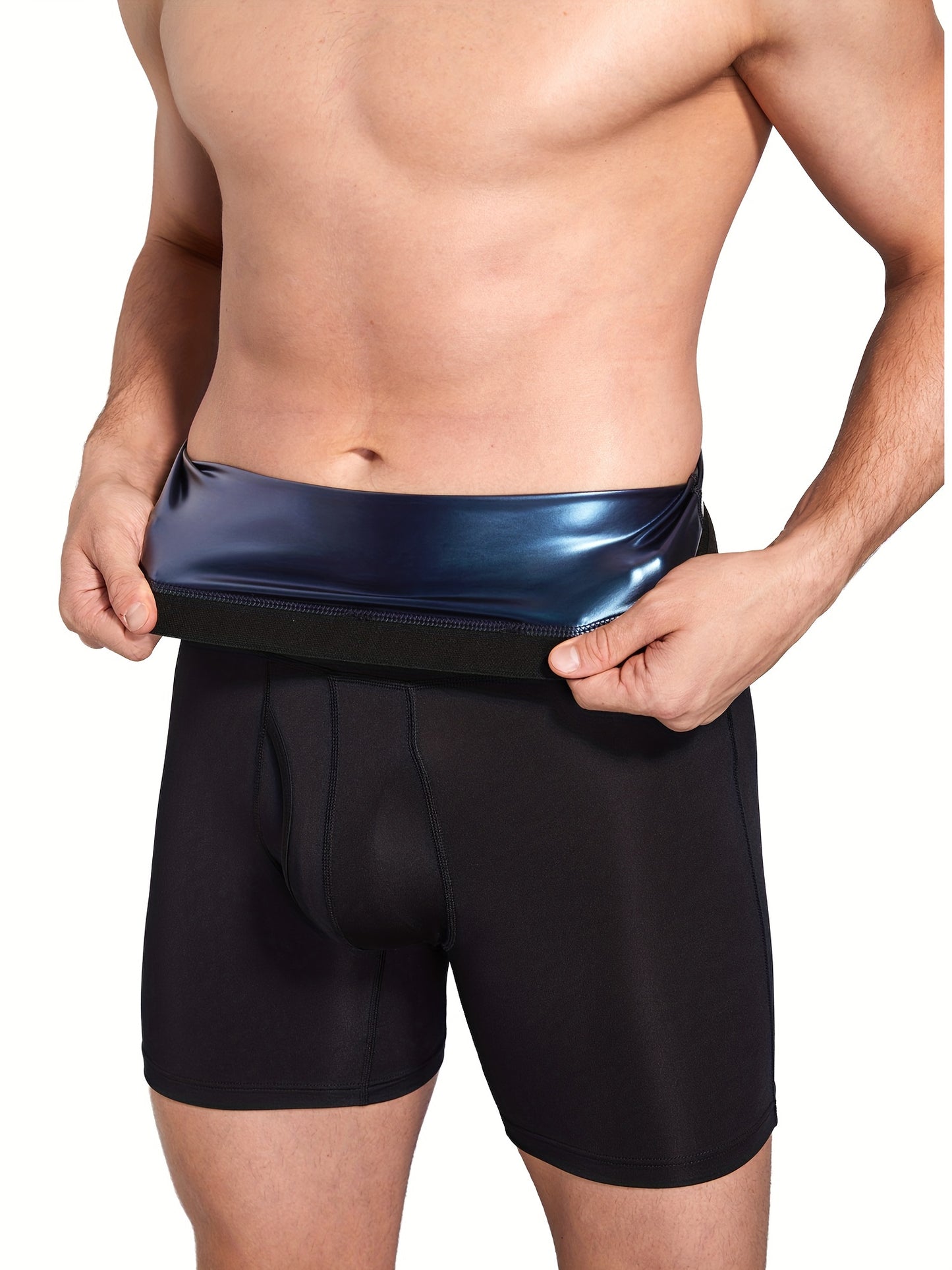 Short de sudation de sauna pour homme, short de compression pour entraînement de perte de poids, gaine amincissante pour le contrôle du ventre