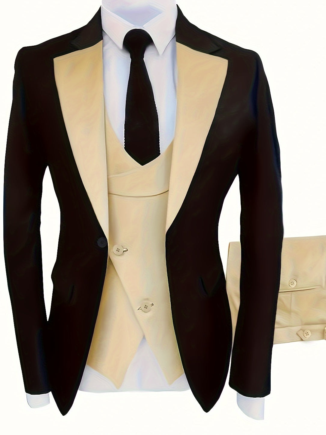 Ensemble 3 pièces pour homme grande taille, Blazer à un bouton, Gilet et pantalon assortis, Tenue de soirée élégante, Style business décontracté