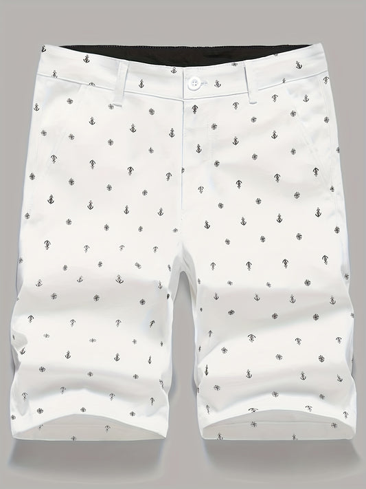 Pantalon court kaki en mélange de coton pour hommes à motif de crochet, short confortable de style simple pour le printemps et l'été, les vacances de remise en forme en plein air, les rendez-vous quotidiens