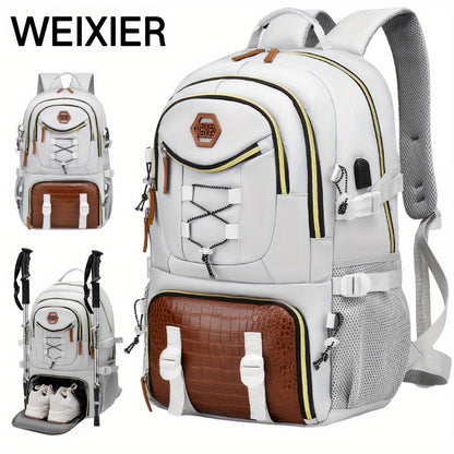 Sac à Dos WEIXIER Multi-Poches avec Compartiment pour Ordinateur Portable & Rangement pour Chaussures - Nylon Durable, Imperméable, Bretelles Réglables pour l'École, le Travail, les Voyages & les Déplacements Professionnels