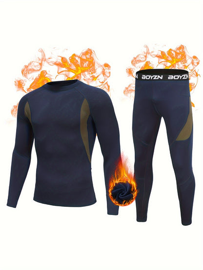 Ensemble de sous-vêtements thermiques pour hommes Boyzn - Microfibre polaire - Caleçons longs - Couche de base d'hiver - Haut et bas - Combinaisons de sport