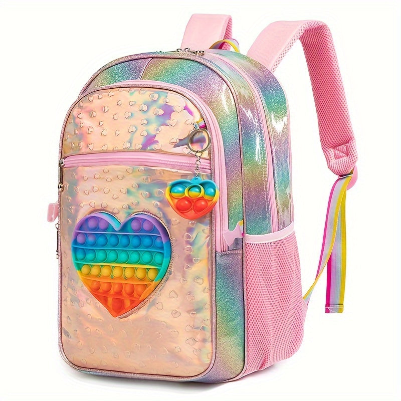 Ensemble Sac à Dos Arc-en-Ciel : Sac à Dos Double Épaules 16,5", Sac à Déjeuner et Pochette en Cuir - Parfait pour l'École ou les Voyages - Fabriqué en Polyester Durable