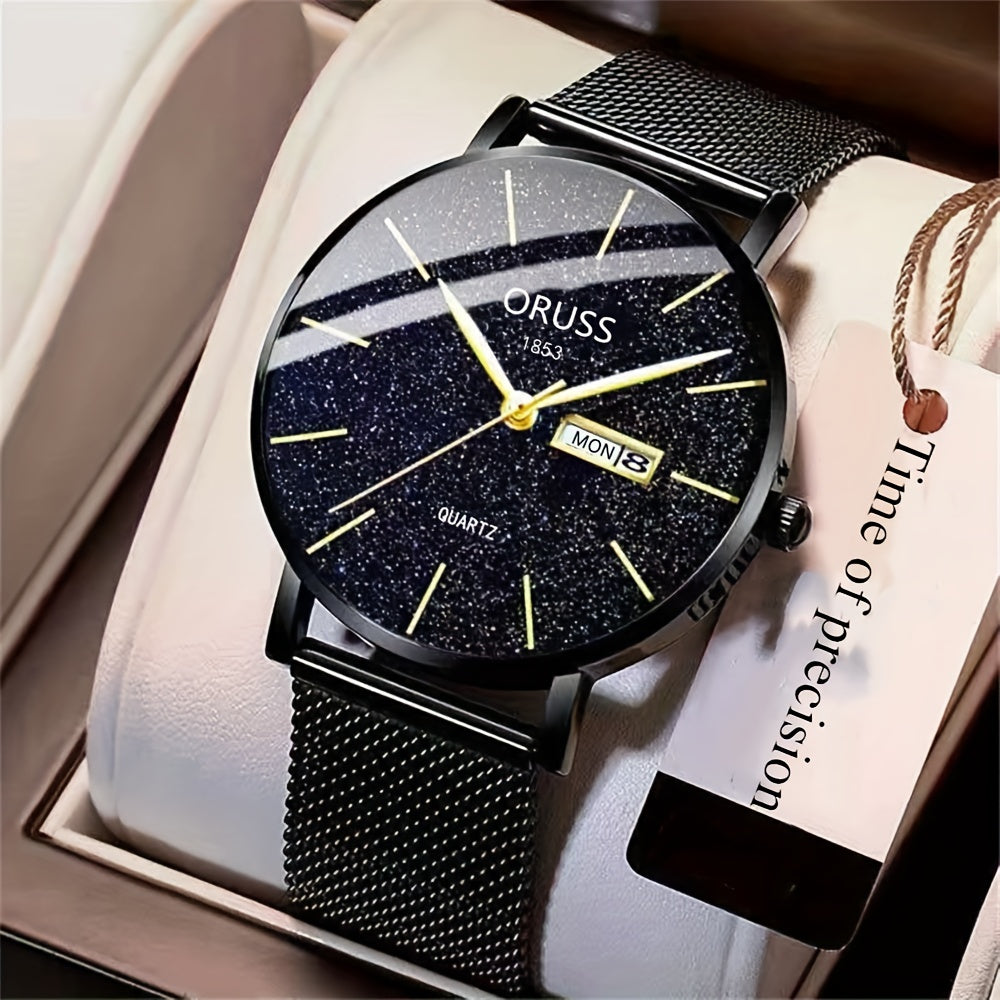 Men's Watch, Simple and Elegant Business Men's Watch with Dual Calendar 