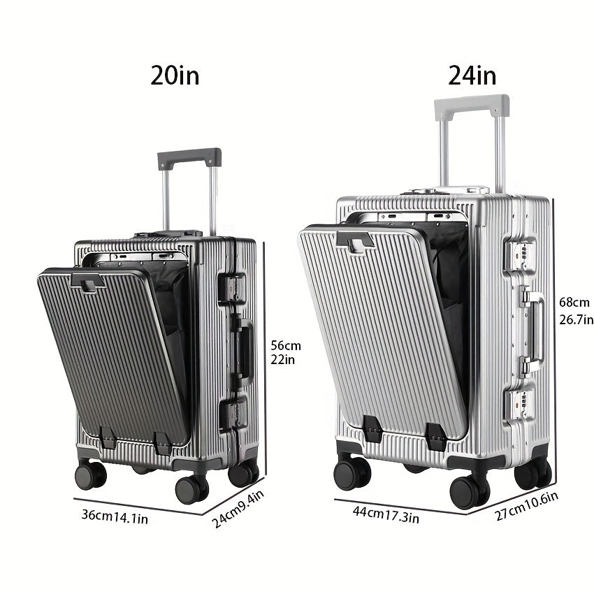 Valise rigide minimaliste et unie de 20/24 pouces pour homme et femme, valise trolley de voyage polyvalente avec roulettes pivotantes, valise pour voyage d'affaires