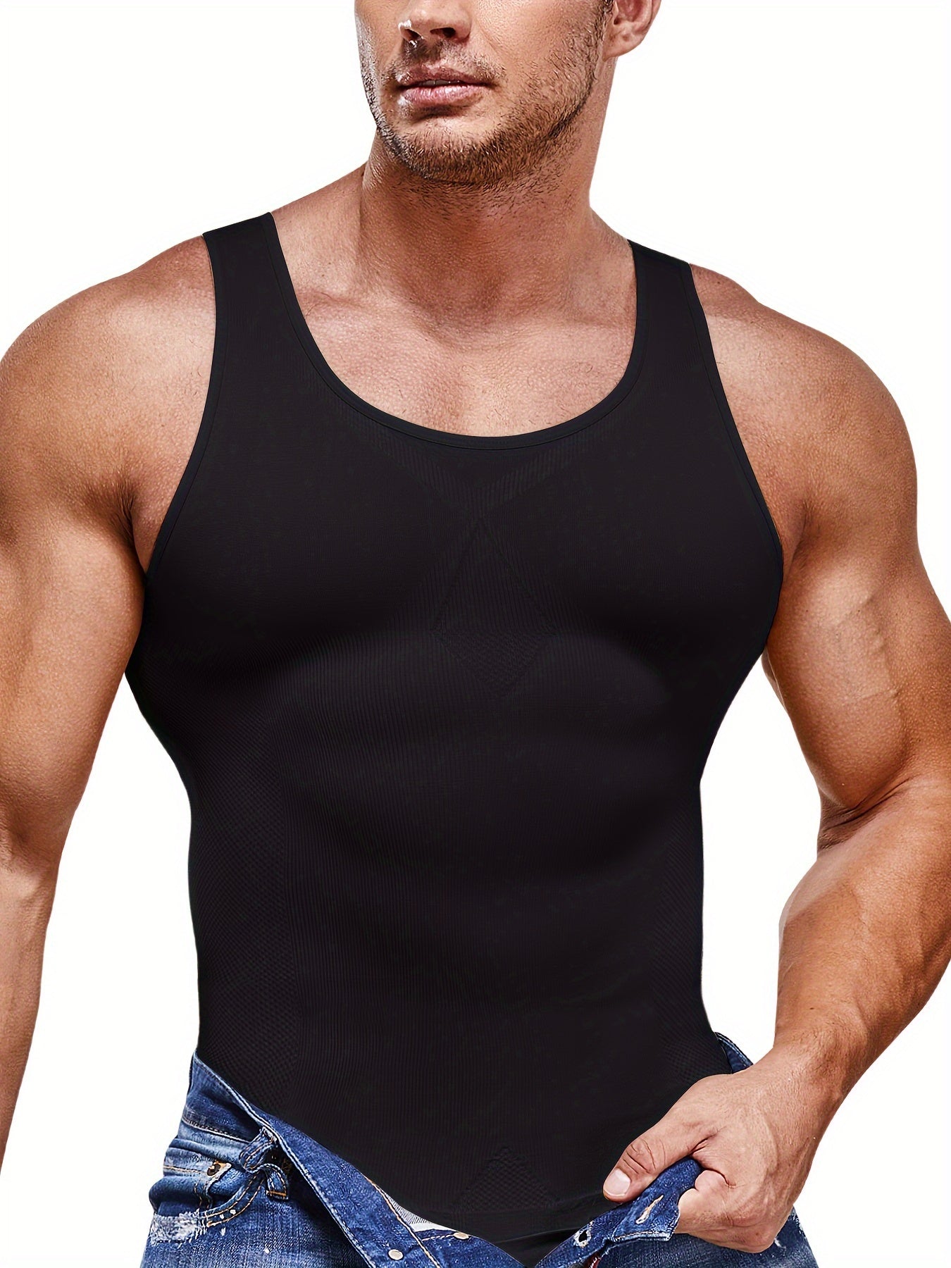 Débardeur De Compression Uni Sans Manches Pour Homme, Respirant Et Séchant Rapidement, Contrôle Du Ventre, Idéal Pour Le Sport, La Course, Le Basketball, L'escalade Et Le Cyclisme.