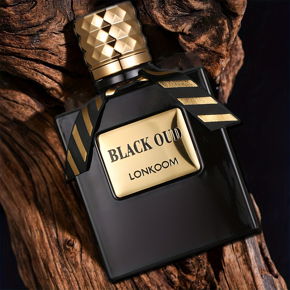 Parfum pour homme, vaporisateur d'eau de toilette, 3.4 oz/100 ml, LONKOOM Black OUD, parfum boisé de lavande et de bourdon, parfum longue durée avec des accents de patchouli pour les affaires et le bureau, les rendez-vous et les cadeaux, usage quotidien