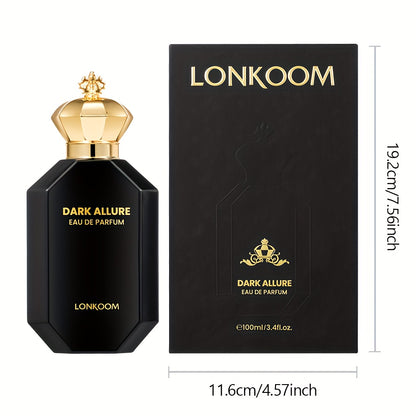 3.4 oz Lonkoom pour homme Eau de Parfum Spray Cuir Cannelle, Cuir, Tabac, Rhum, Vanille Convient pour les cadeaux de rendez-vous Cadeau de fête des pères