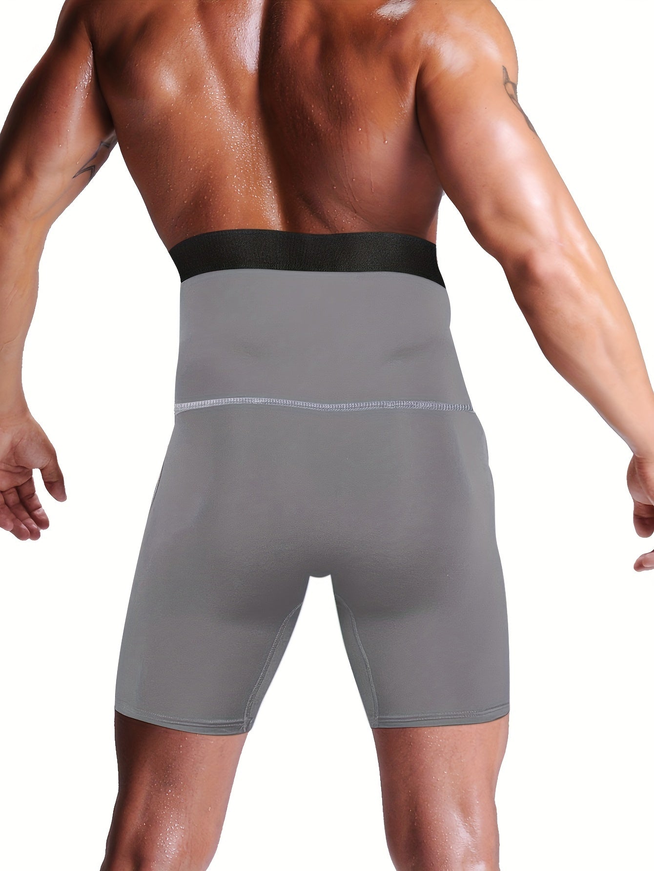 1 Pack Men's Shapewear Underwear Body Shaper Compression High Waist Tummy Control Boxer Briefs Long Legs