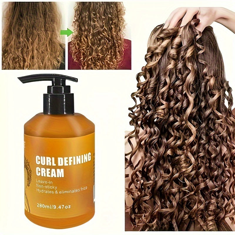 Crème définissante pour boucles : Crème revitalisante pour cheveux bouclés à l'élastine - Adaptée à tous les types de cheveux, idéale pour les cheveux secs et frisés