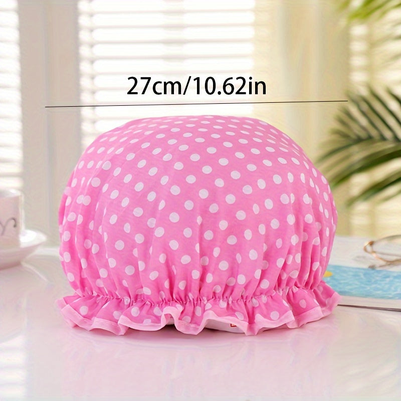 3 Pieces Double Layer Shower Caps, Adjustable Printed Cap, Waterproof Bath Caps Reusable Shower Caps Elastic Band Hair Hat for Women Ladies Spa Salon 