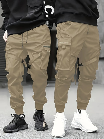 Pantalon cargo uni tendance, pantalon à poches multiples pour hommes, pantalon décontracté ample pour les activités en plein air, pantalon de travail pour hommes, vêtement technique, style hip-hop