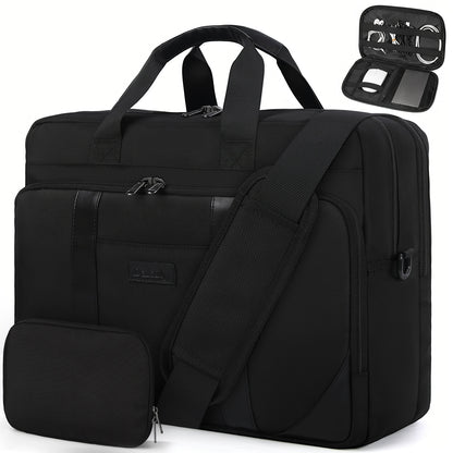 Sac pour ordinateur portable 17 pouces - Grand porte-documents pour hommes et femmes - Sac à bandoulière - Sac de transport durable - Sac messager étanche pour ordinateur 17.3 pouces - Pour les voyages, les affaires et l'école