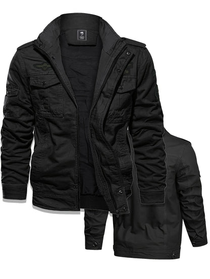 Veste Coupe-Vent en Coton pour Homme - Manteau Décontracté à Poches Multiples, Lavable en Machine, Col Montant