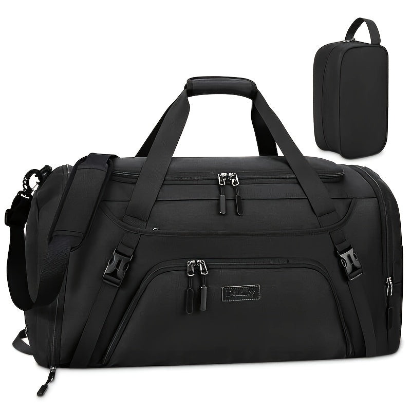 Dakuly Sac de voyage Duffle 40L, Sac de sport étanche, Sac de week-end, Grand sac de sport, Sac de nuit pour hommes et femmes avec compartiment à chaussures et trousse de toilette, Noir