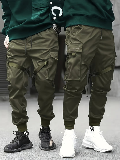 Pantalon cargo uni tendance, pantalon à poches multiples pour hommes, pantalon décontracté ample pour les activités en plein air, pantalon de travail pour hommes, vêtement technique, style hip-hop