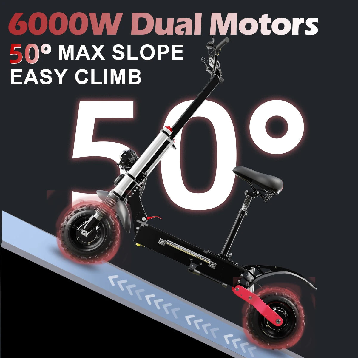 48V-72V 1200W-6000W Electric Scooter 55-85km/h Fast E scooter Dual Drive Foldable Adult Skateboard with Seat 2 wheels Moped