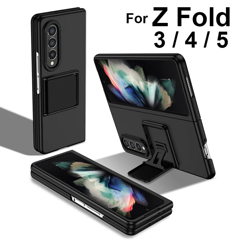 For Galaxy Z Fold 3 4 Case With Built-in Kickstand Bracket Camera Protection Anti Scratch Case Black Blue Green Red For Fold 5 6