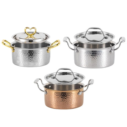 Stainless Steel Hot Pot Sturdy for Induction Cooker with Lid Shabu Shabu Pot for Buffet Picnic Camping Kitchen Family Gathering