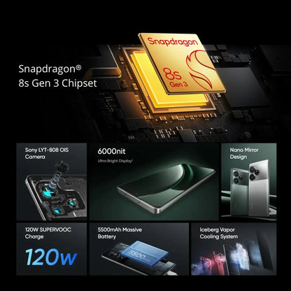 [World Premiere] realme GT 6 5G Smartphone Snapdragon 8s Gen 3 Processor 5500mAh 120W Battery 6.78 120Hz 6000nit Display NFC GT6