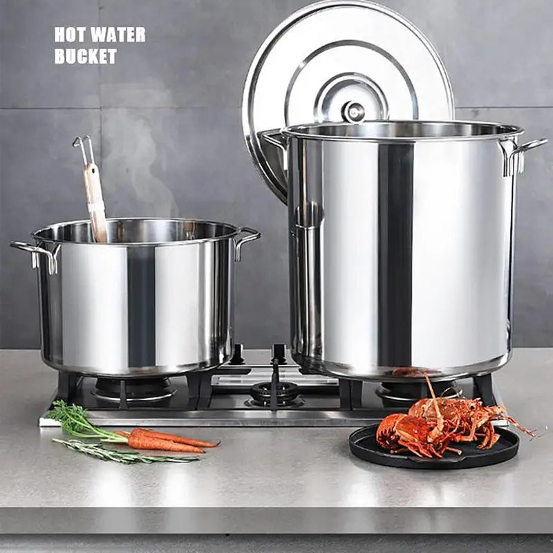 large Stainless steel thick Soup pot with handle lid big pot bucket pail water barrel household chef used kitchen cooking pots