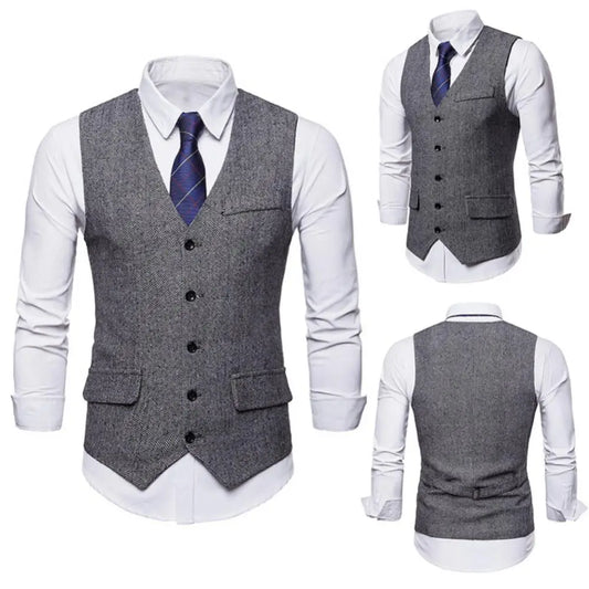 2020 New Arrival Dress Vests For Men Slim Fits Mens Suit Vest Male Waistcoat Homme Casual Sleeveless Formal Business Jacket