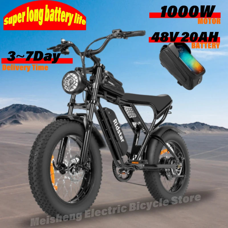 Ebike Ridstar Q20 Pro 2000W Dual Motor 40AH Dual Battery Top Speed 60KM/H 20*4Fat Tire Electric Bike Mountain Electric Bicycle