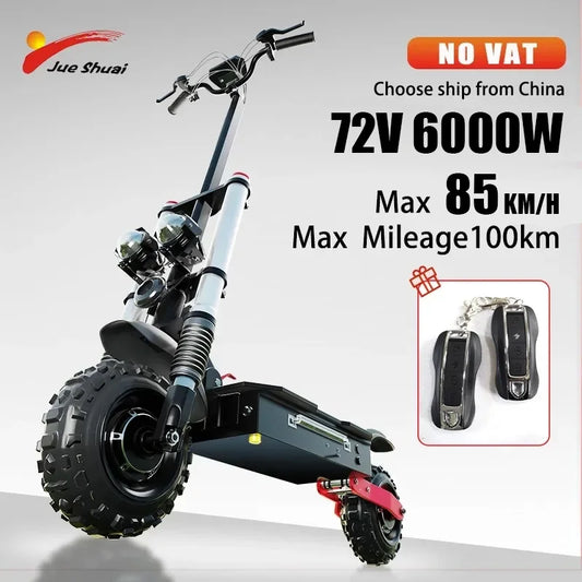 48V-72V 1200W-6000W Electric Scooter 55-85km/h Fast E scooter Dual Drive Foldable Adult Skateboard with Seat 2 wheels Moped