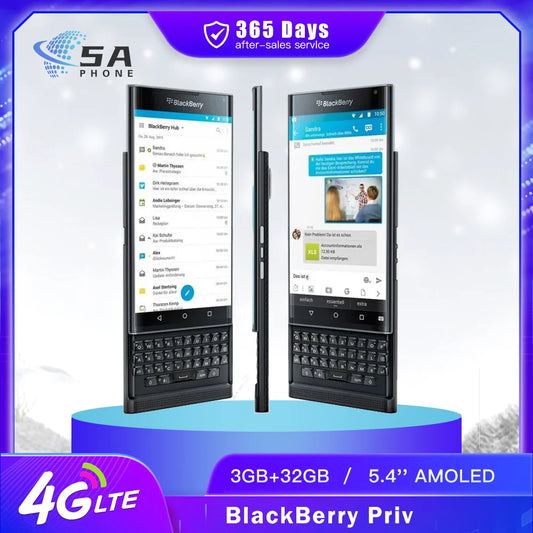 Original Blackberry Priv 4G LTE Mobile Phone 5.4'' 18MP+2MP 3GB RAM+32GB ROM Hexa-core QWERTY Keyboard Android Slider CellPhone