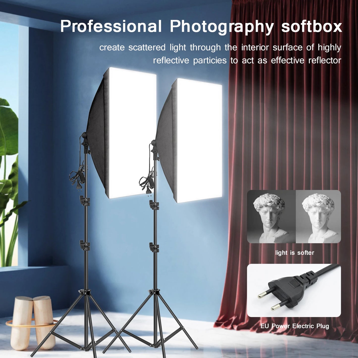 Professional Photography softbox Lighting soft box With Tripod E27 Photographic Bulb Continuous Light System for Photo studio