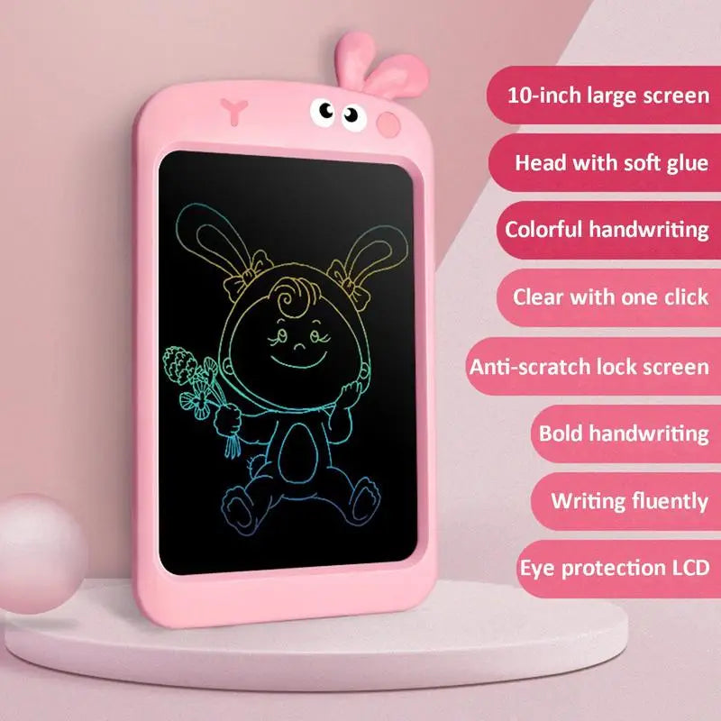 LCD Writing Tablet For Kids 10in Colorful Erasable Drawing Tablet Doodle Pad With Lock Function Preschool Toys Toddler Drawing