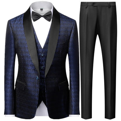 Coat Vest Pants 3 Piece Suit Set Luxury Groom Wedding Dress Party High End Waistcoat Slim Fit Lapel Blazer Jacket Men Trousers