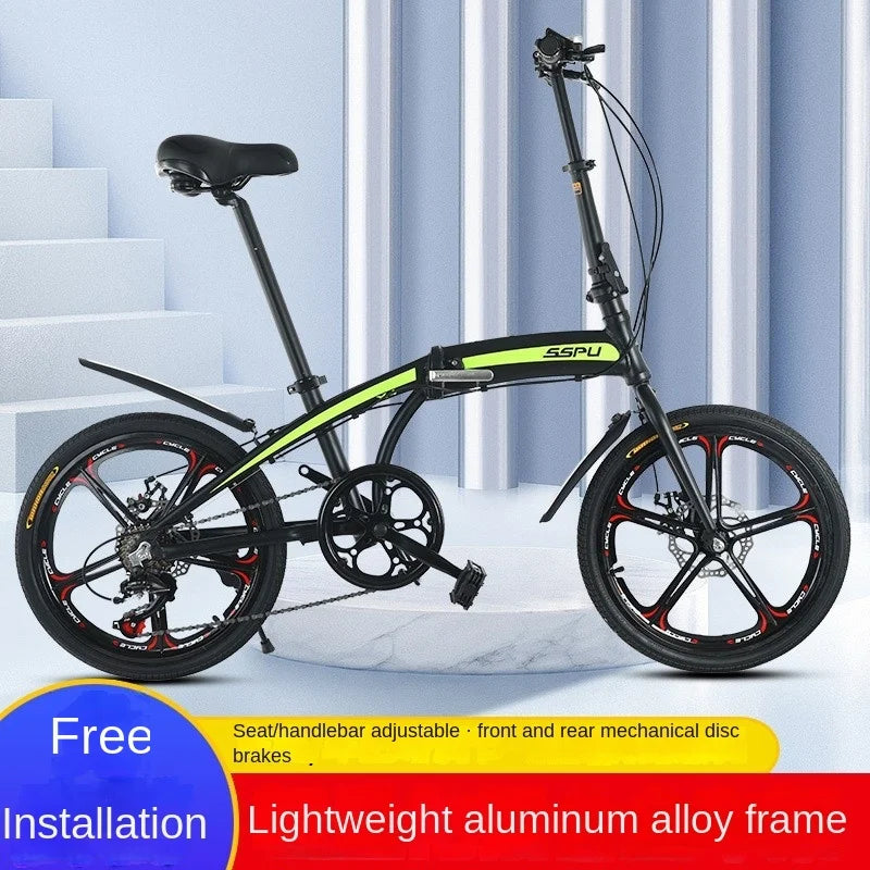 Cooya NEW official-website-Aluminum Alloy Folding Bicycle for Adults and Children, 20 ", Ultra-light, Variable Speed, MTB, New