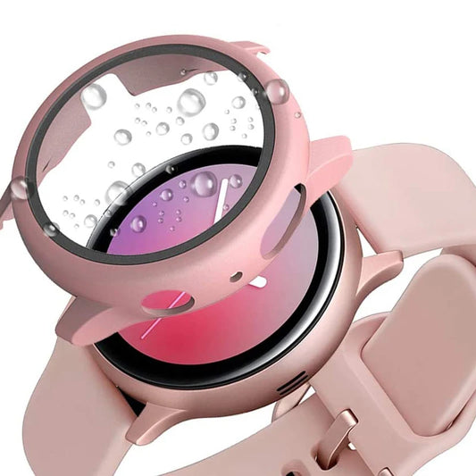 Coque en verre pour Samsung Galaxy Watch Active 2 (44 mm et 40 mm), protection tout-en-un avec bumper et protège-écran.