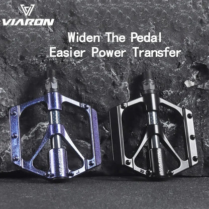 VIARON Bicycle Pedals Carbon Fiber Texture Double Bearings Pedal MTB 14 Nail Anti-slip Bicycle Aluminum Pedal Bike Accessories