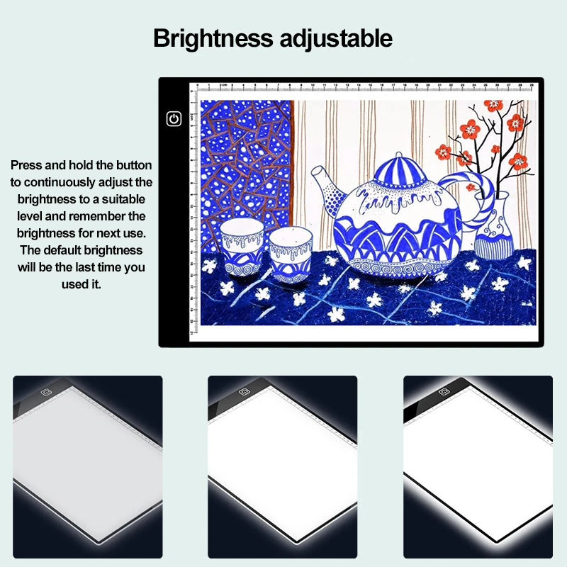 A4 LED Light Box Pad for Writing Painting Drawing Tracing - USB Digital Graphics Tablet for Artists and Designers - Perfect Gift