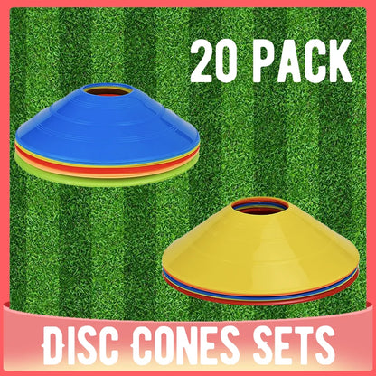 20pcs Cone Set Football Training Equipment for Kid Pro Disc Cones Agility Exercise Obstacles Avoiding Sport Training Accessories