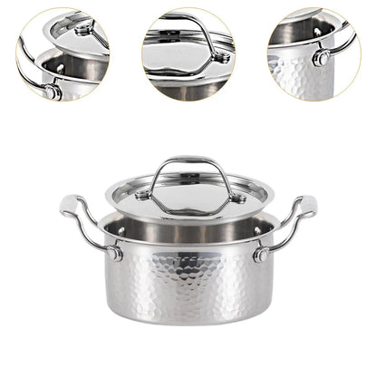 Stainless Steel Hot Pot Sturdy for Induction Cooker with Lid Shabu Shabu Pot for Buffet Picnic Camping Kitchen Family Gathering