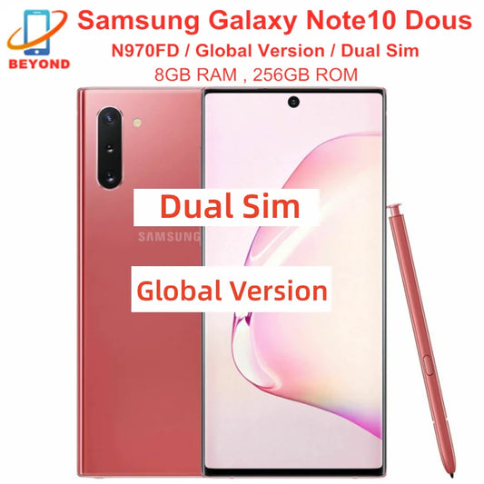 Samsung Galaxy Note10 Note 10 Duos N970FD Dual Sim 256GB ROM 8GB RAM Octa Core 6.3" NFC Exynos Original Unlocked Mobile Phone