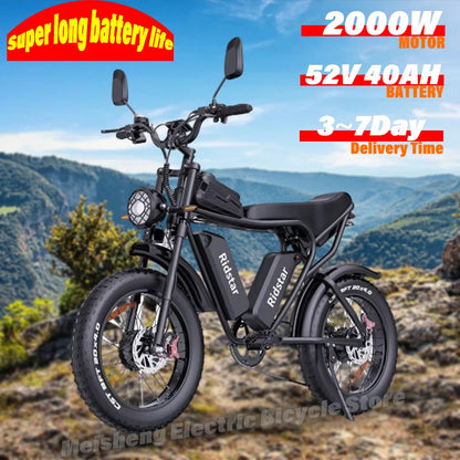 Ebike Ridstar Q20 Pro 2000W Dual Motor 40AH Dual Battery Top Speed 60KM/H 20*4Fat Tire Electric Bike Mountain Electric Bicycle