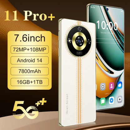 Global VER 11 Pro+ 5G Smart Phone Quad-core 16GB+1TB 7.6 Inch Mini Smart phones Android 14 Mobile Phone 8000 mAh Battery Face lD