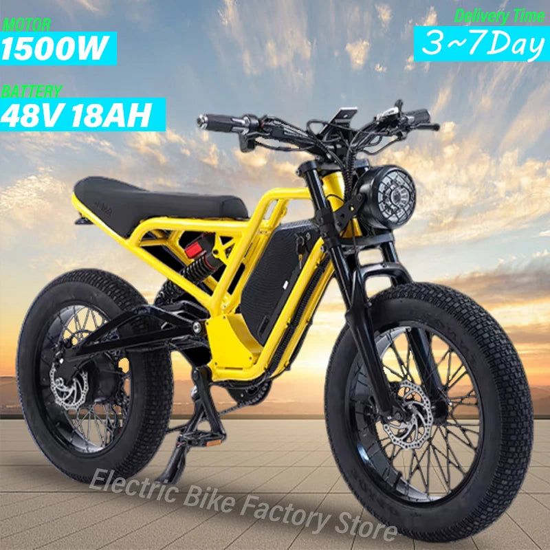 Ebike AKEZ 1500W 48V 18AH Electric Bicycle Full Suspension Removable Battery Fat Tire Hydraulic Brake Adult Electric Bicycle