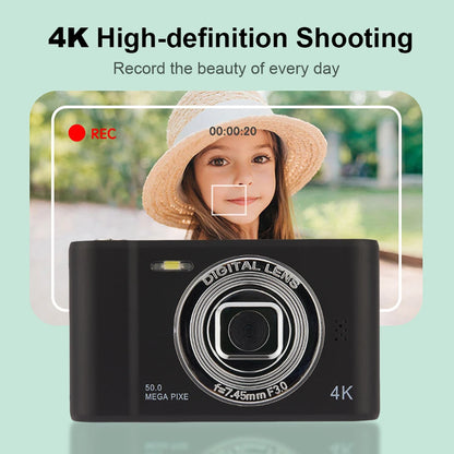 4K Digital Camera 2.4 Inch IPS Screen Campus Selfie Mini Retro Camera Front Rear Cam Entry-Level Small Students Selfie Camera