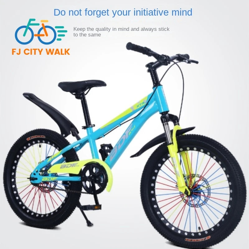 FJ&BDF High Carbon Steel Lightweight Shock Absorber Double Disc Brake Children's Bicycle 20 Inch Mountain Children Outdoor Bike