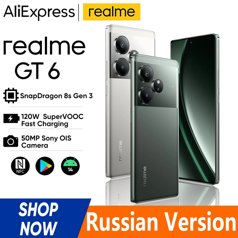 [World Premiere] realme GT 6 5G Smartphone Snapdragon 8s Gen 3 Processor 5500mAh 120W Battery 6.78 120Hz 6000nit Display NFC GT6