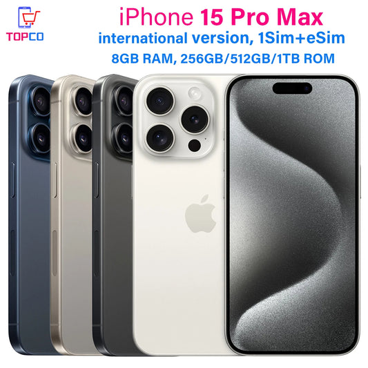 iPhone 15 Pro Max 256GB/512GB/1TB ROM 8GB RAM 1SIM+eSIM 6.7" Genuine Retina XDR OLED Face ID NFC A17Pro 98% New 5G Smartphone