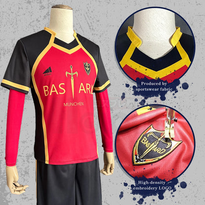 HOLOUN Blue Lock Anime Kaiser Ness Isagi  Kurona Hiori Cosplay Costume Wig Jersey Bastard Munchen Embroidery Football Uniform