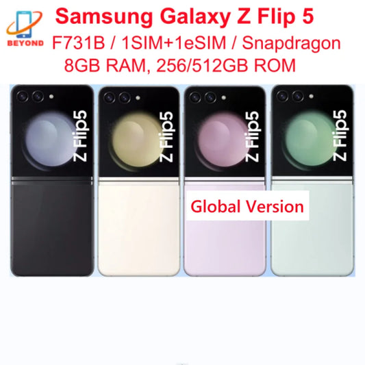 Samsung Galaxy Z Flip 5 Flip5 5G Global Version F731B 6.7" AMOLED NFC Snapdragon Unlocked Foldable Original 95% New Cell Phone