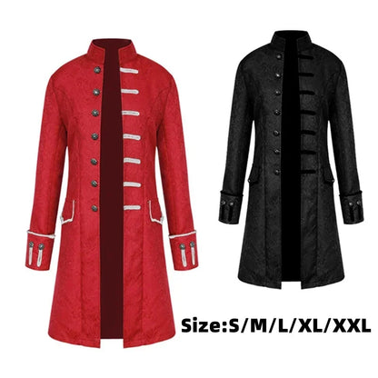 Men Steampunk Vintage Jacket Halloween Costume Retro Gothic Victorian Frock Coat Uniform