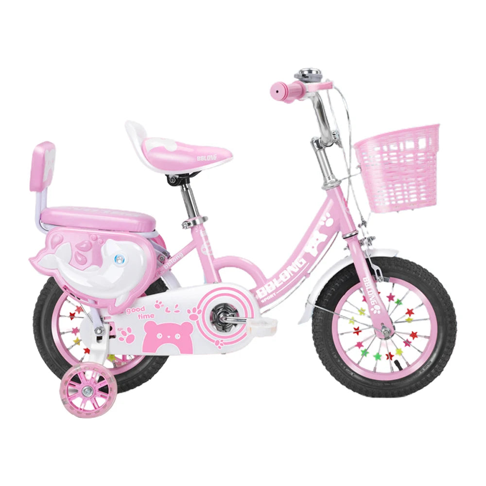 Adjustable Height Kids Bicycle with Enlarge Capacity Basket - Girls Ages 3-13 Years - 12-20in Child Bike